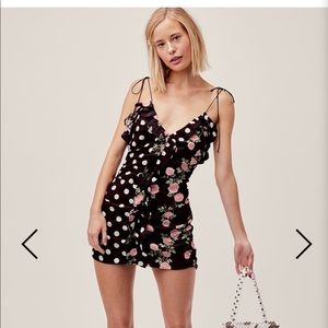 For Love & Lemon Mochi Shirred Mini Dress